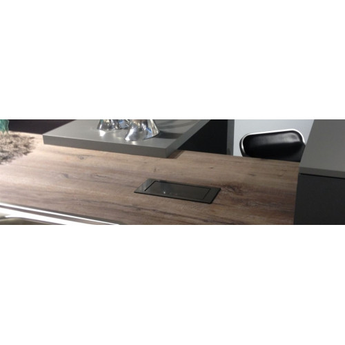 Вращающийся блок розеток 220В+USB EVOline BackFlip, черное стекло
