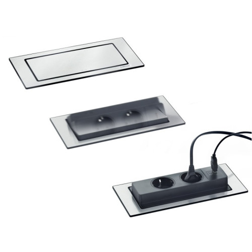 Вращающийся блок розеток 220В+USB EVOline BackFlip, белое стекло