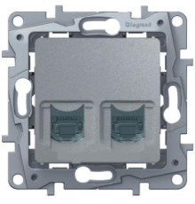 Компьютерная розетка RJ-45 двойная, алюминий, 672455 Legrand Etika