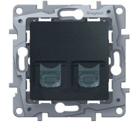 Компьютерная розетка RJ-45 двойная, антрацит, 672655 Legrand Etika