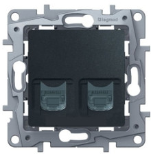 Компьютерная розетка RJ-45 двойная, антрацит, 672655 Legrand Etika