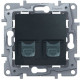 Компьютерная розетка RJ-45 двойная, антрацит, 672655 Legrand Etika