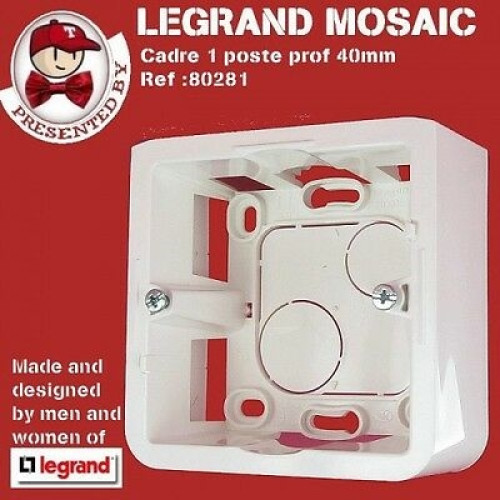 Коробка для накладного монтажа глубиной 40мм, белый, 80281 Legrand Mosaic