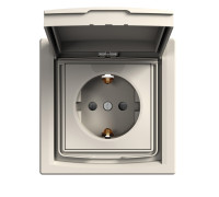 Розетка вологозахищена IP44 із заземленням, кремовий, EPH3100323 Schneider Asfora