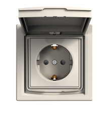 Розетка влагозащищенная IP44 с заземлением, кремовый, EPH3100323 Schneider Asfora
