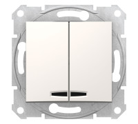 Выключатель 2-клавишный с подсветкой, кремовый, SDN0300323 Sedna Schneider
