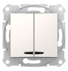 Выключатель 2-клавишный с подсветкой, кремовый, SDN0300323 Sedna Schneider