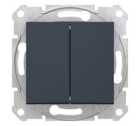 Проходной выключатель 2-клавишный, графит, Sedna SDN0600170 Schneider