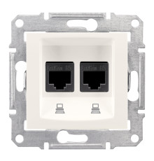 Розетка двойная RJ 45 кат 5е, неэкран, UTP, кремовый, Sedna SDN4400123 Schneider