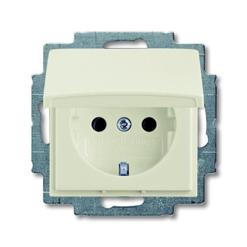 Розетка с заземлением и крышкой, слоновая кость, ABB 20 EUK-92-507 Basic 55