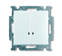 Выключатель 2-клавишный с подсветкой, белый, ABB 2006/5 UCGL-94-507 Basic 55