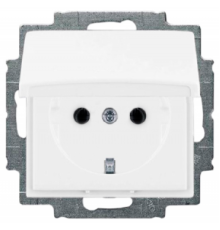 Розетка с заземлением и крышкой, белый, ABB 20 EUK-94-507 Basic 55