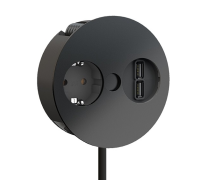 Врезная розетка в стол Bachmann TWIST 220В + USB зарядное, черный матовый