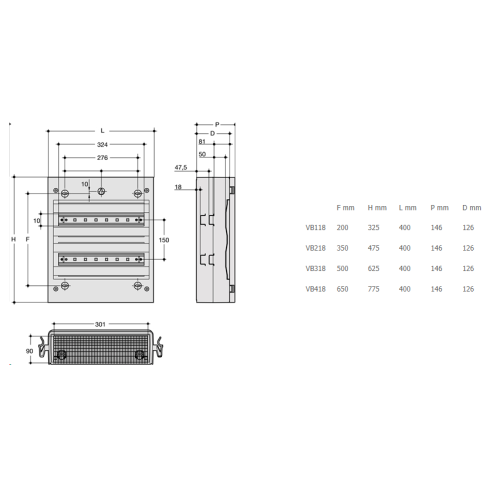 Щит Hager Vega на 36 модулей, накладной, черная дверь, VB218TB