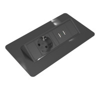 Блок розеток в стол 220В + USB, черный, Axessline QuickBox, Kondator