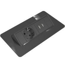 Блок розеток в стол 220В + USB, черный, Axessline QuickBox, Kondator