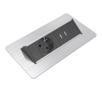 Блок розеток в стол 220В + USB, нержавеющая сталь, Axessline QuickBox