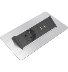 Блок розеток в стол 220В + USB, нержавеющая сталь, Axessline QuickBox