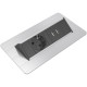 Блок розеток в стол 220В + USB, нержавеющая сталь, Axessline QuickBox