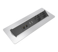 Блок розеток в стол 220В + USB + RJ45, нержавеющая сталь, Axessline QuickBox