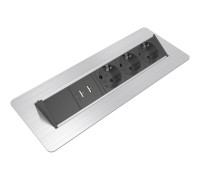 Блок розеток в стол 3х220В + USB, нержавеющая сталь, Axessline QuickBox Kondator