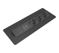Блок розеток в стол 3х220В + USB, черный, Axessline QuickBox Kondator