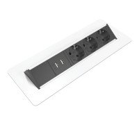 Блок розеток в стол 3х220В + USB, белый, Axessline QuickBox Kondator
