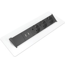 Блок розеток в стол 3х220В + USB, белый, Axessline QuickBox Kondator