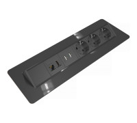 Блок розеток в стол 220В + USB + HDMI + RJ45, черный, Axessline QuickBox Kondator