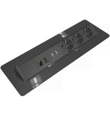 Блок розеток в стол 220В + USB + HDMI + RJ45, черный, Axessline QuickBox Kondator