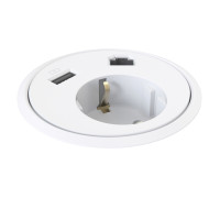 Врезная розетка в стол с USB и RJ45, белый, Powerdot Kondator