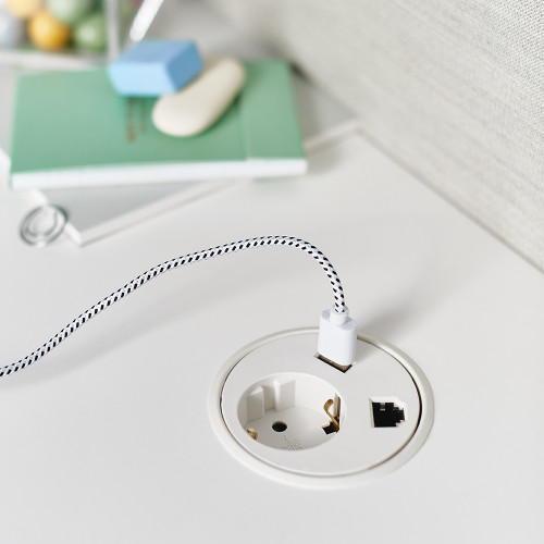 Врезная розетка в стол с USB и RJ45, белый, Powerdot Kondator