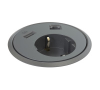 Врезная розетка в стол с USB и RJ45, черный, Powerdot Kondator