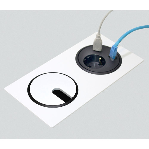 Врезная розетка в стол с USB и RJ45, черный, Powerdot Kondator