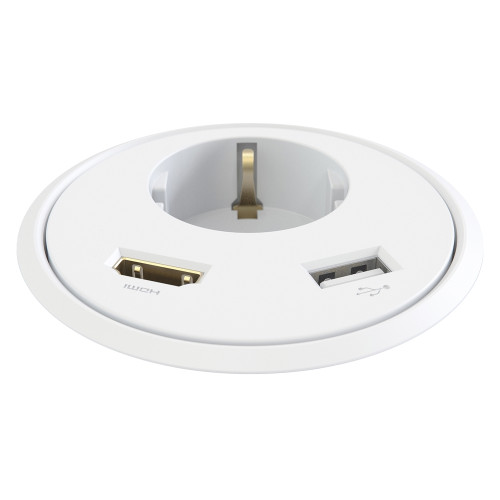 Врезная розетка в стол с USB и HDMI, белый, Powerdot Kondator