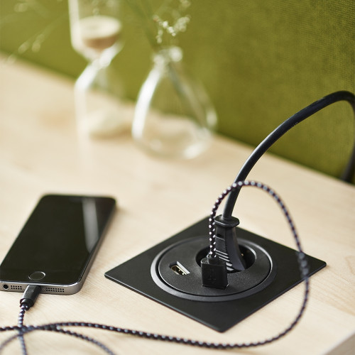 Врезная розетка в стол с USB и HDMI, черный, Powerdot Kondator