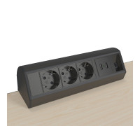 Блок розеток на стол 220В + USB + RJ45, черный, Axessline Desk Kondator