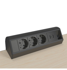 Блок розеток на стол 220В + USB + RJ45, черный, Axessline Desk Kondator