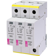 Ограничитель перенапряжения (разрядник) на 3 полюса, 20 кА, ETI ETITEC C T2 275/20 (3+0) 2440399