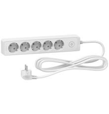 Удлинитель на 5 розеток, шнур 5м, белый, Unica Extend ST9455W Schneider Electric