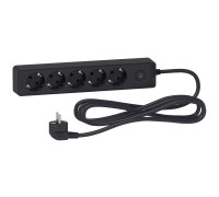 Удлинитель на 5 розеток, шнур 3м, черный, Unica Extend ST9453B Schneider Electric