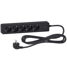 Удлинитель на 5 розеток, шнур 3м, черный, Unica Extend ST9453B Schneider Electric