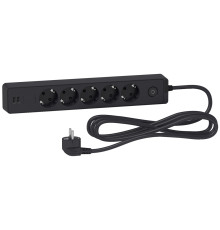 Удлинитель на 5 розеток + USB, шнур 3м, черный, Unica Extend ST945U3B Schneider