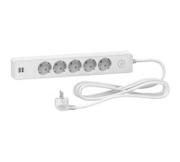 Удлинитель на 5 розеток + USB, шнур 1.5м, белый, Unica Extend ST945U1W Schneider
