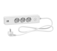Удлинитель на 3 розетки + USB, шнур 3м, белый, Unica Extend ST943U3W Schneider
