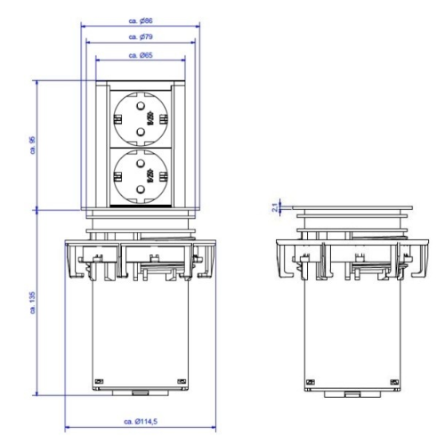 Выдвижной розеточный блок Bachmann Elevator, 2x220В