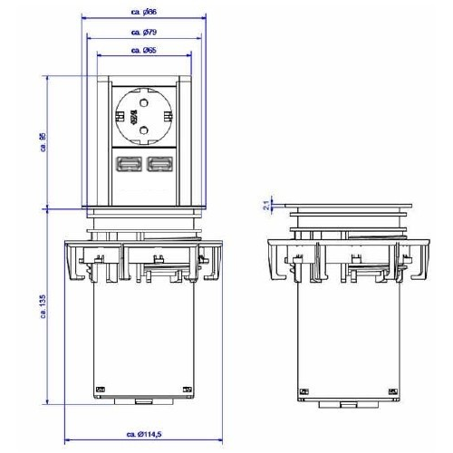 Выдвижной блок розеток Bachmann Elevator 220В + 2xUSB