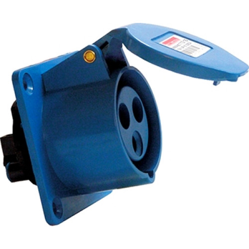 Силовая розетка 32А, 220В, 3 полюса, встраиваемая, e.socket.pro.3.32.wall