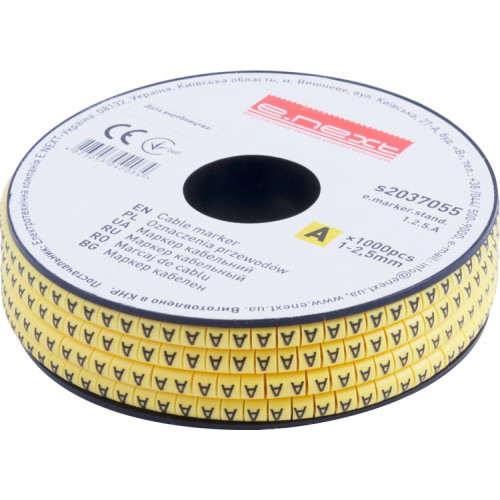 Маркер кабельный буква A, e.marker.stand.1.2.5.A Enext s2037055
