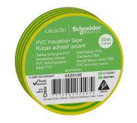 Изолента ПВХ желто-зеленая, 20 метров, Schneider Electric 2420105